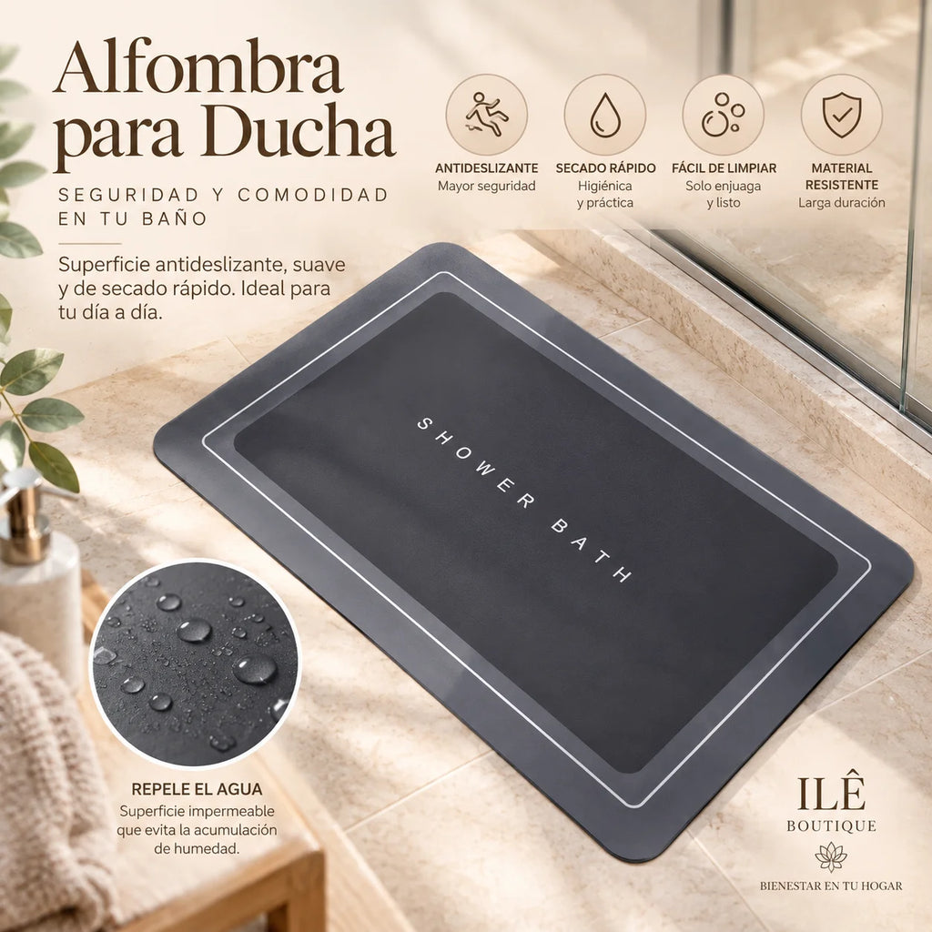 Alfombra antideslizante de secado rápido para baño