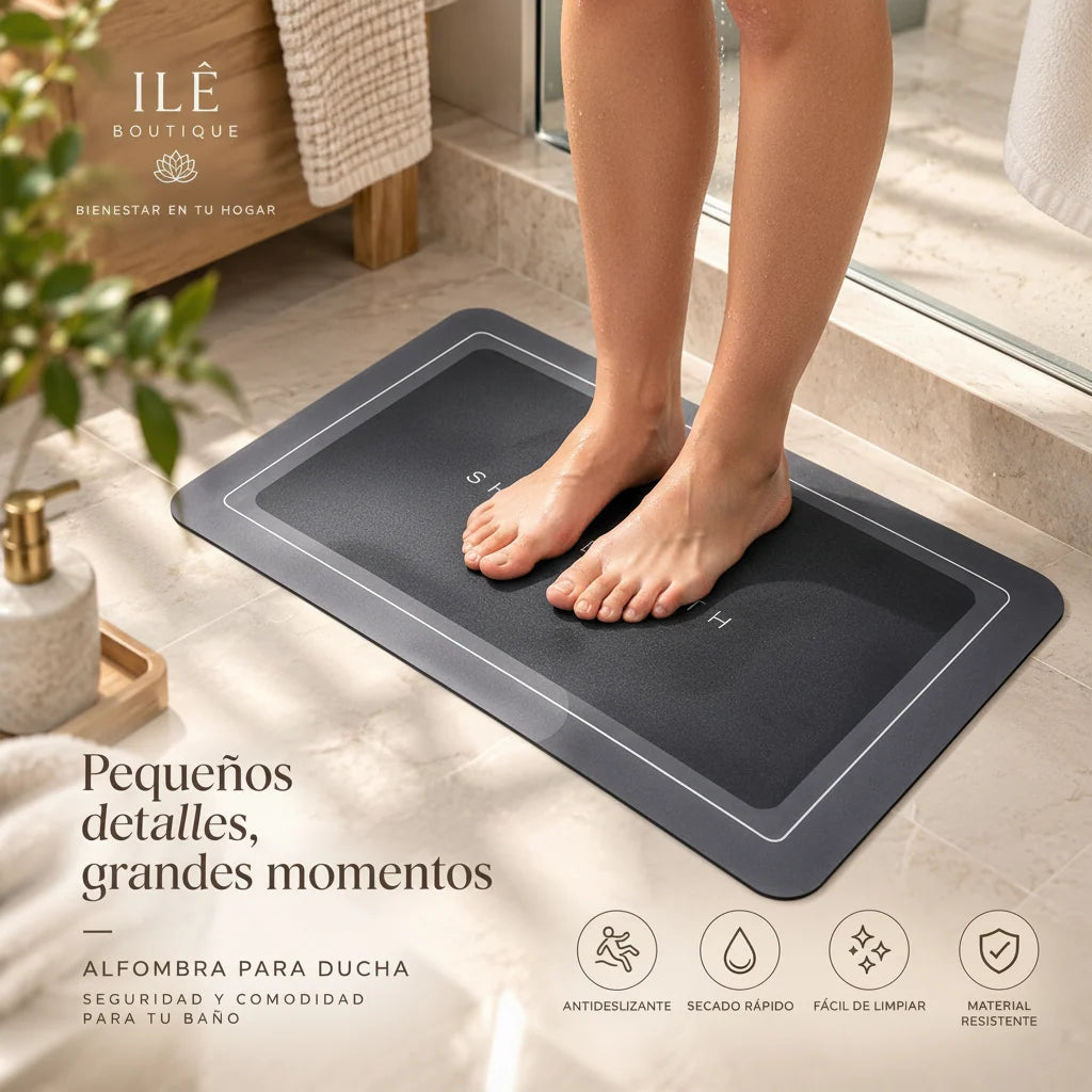 Alfombra antideslizante de secado rápido para baño