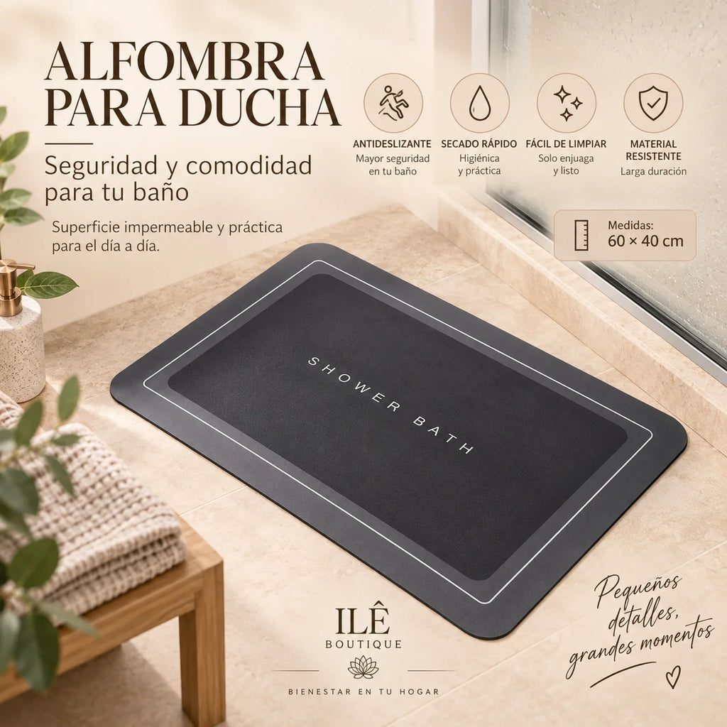 Alfombra antideslizante de secado rápido para baño