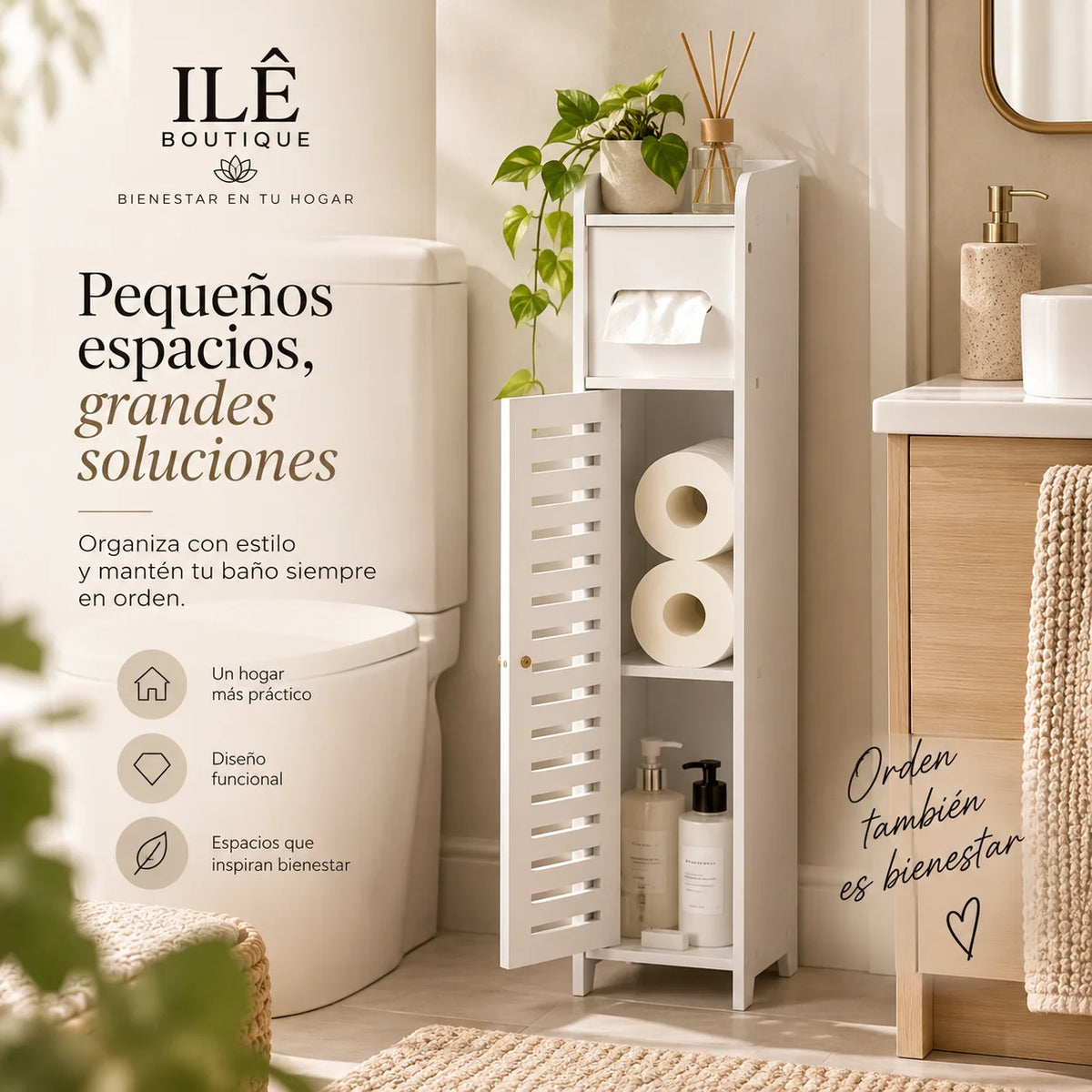 Organizador de baño Slim con puerta