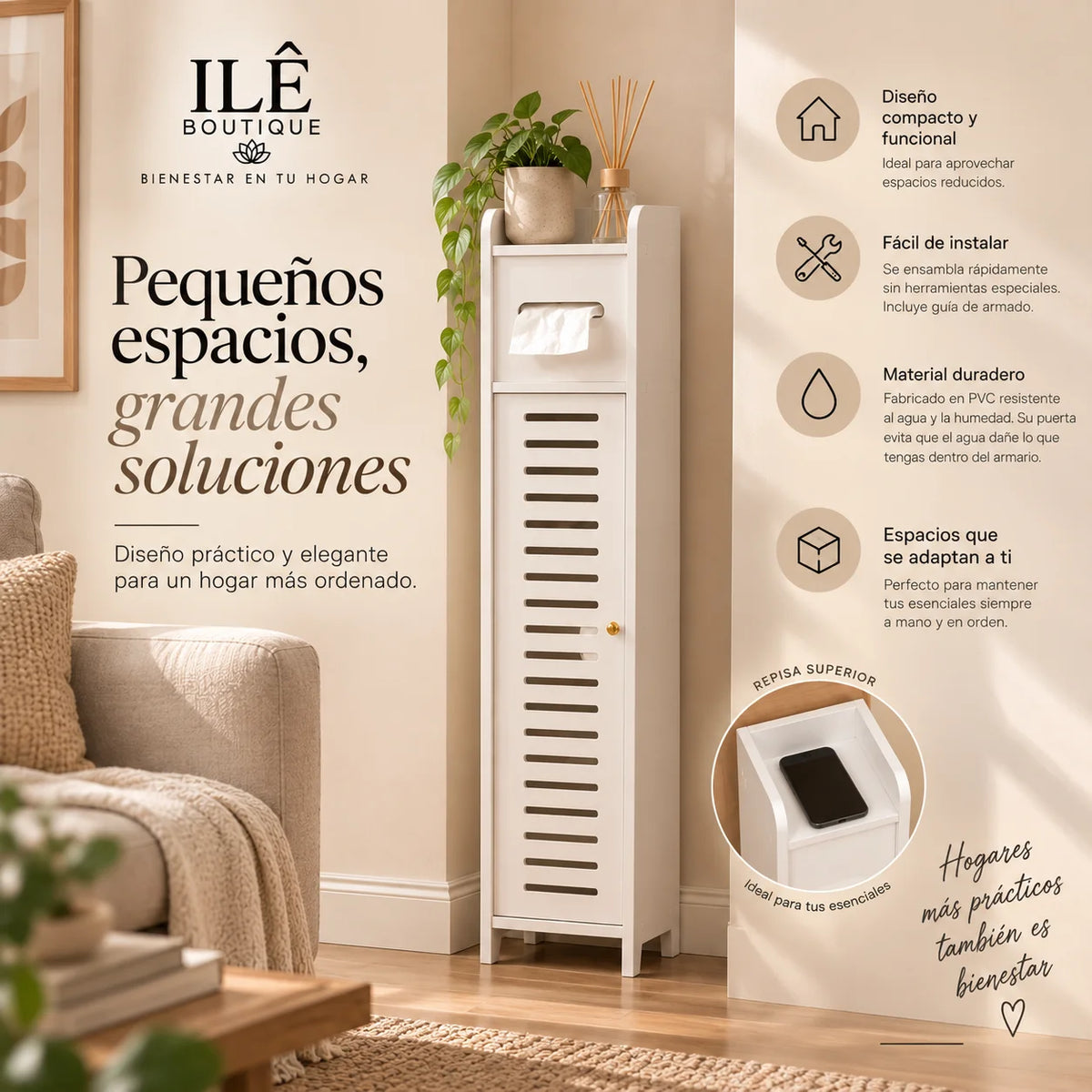 Organizador de baño Slim con puerta