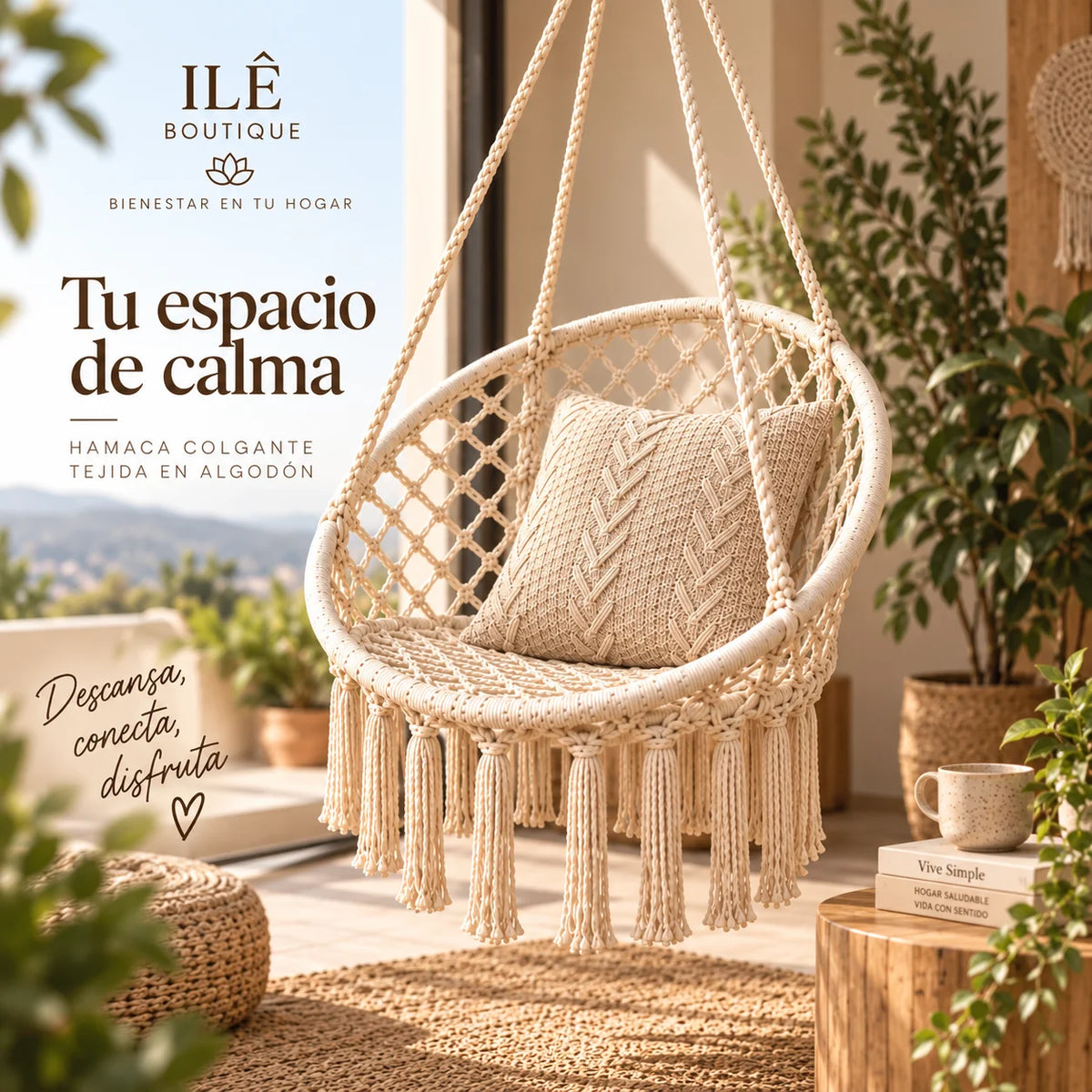 Hamaca de Macramé Premium - Confort y Relajación para tu Hogar