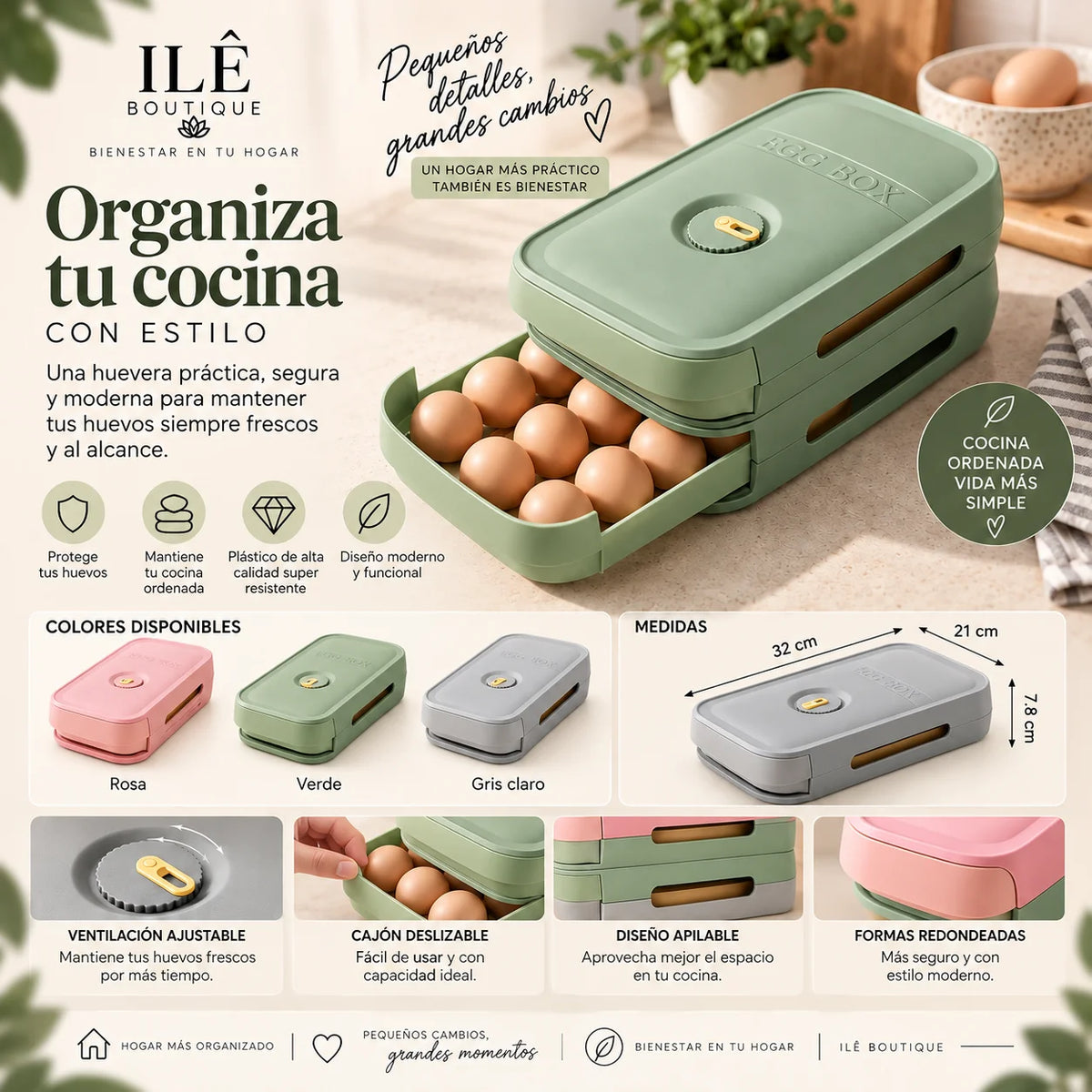 Organizador de Huevos Apilable