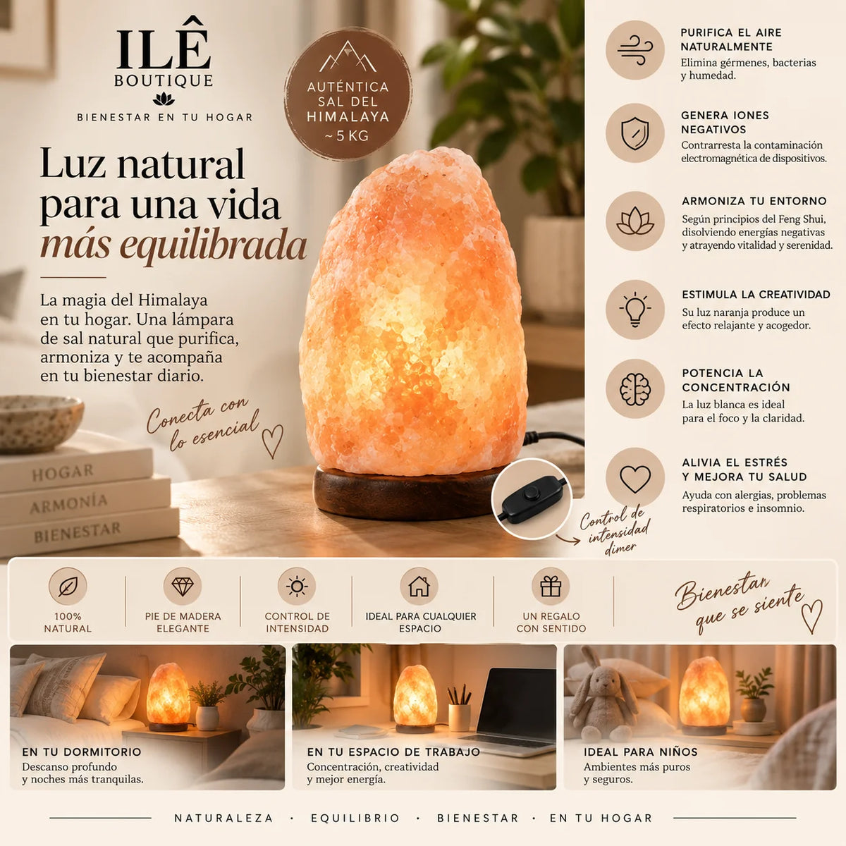 Lámpara de Sal del Himalaya