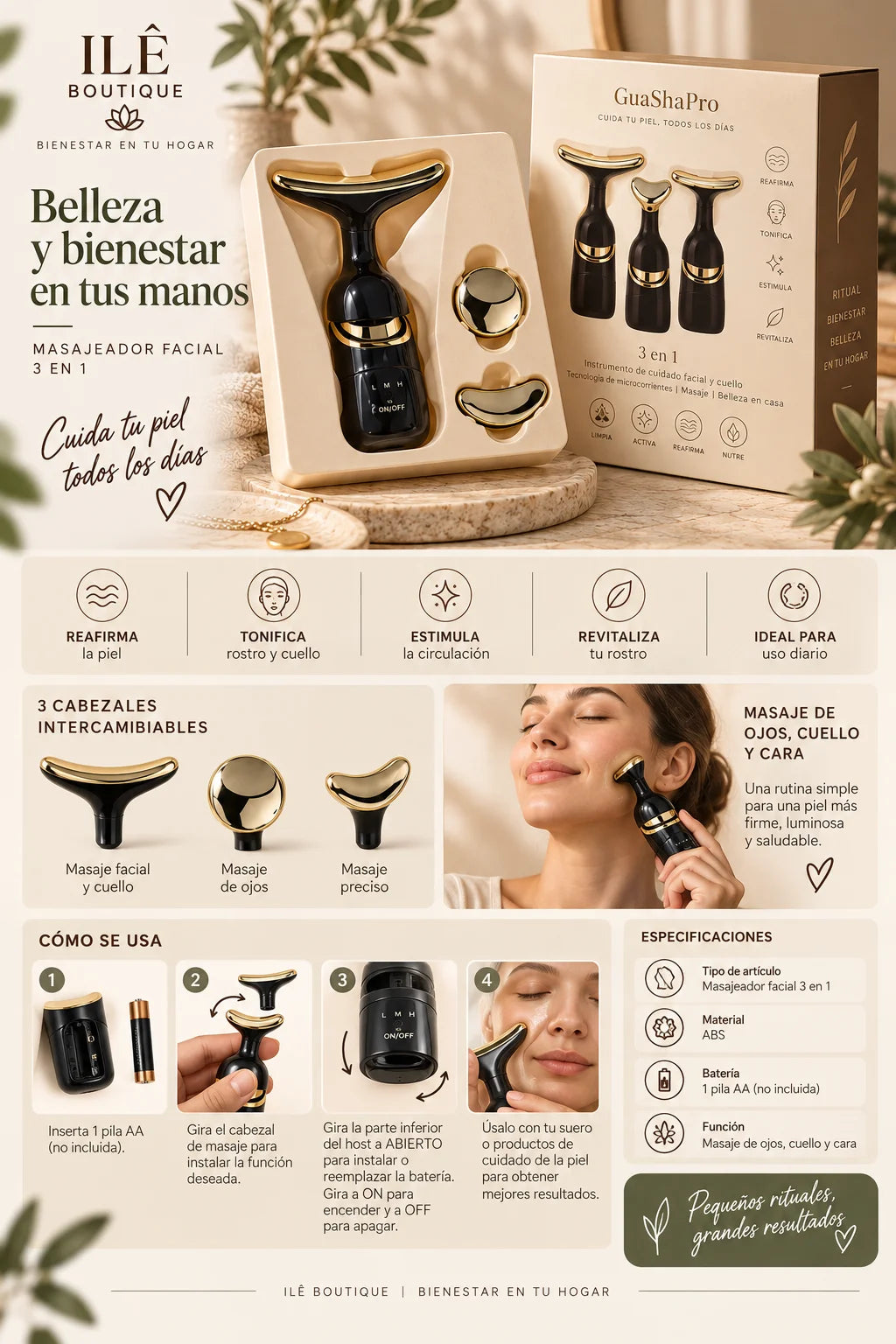 Masajeador Facial 3 En 1