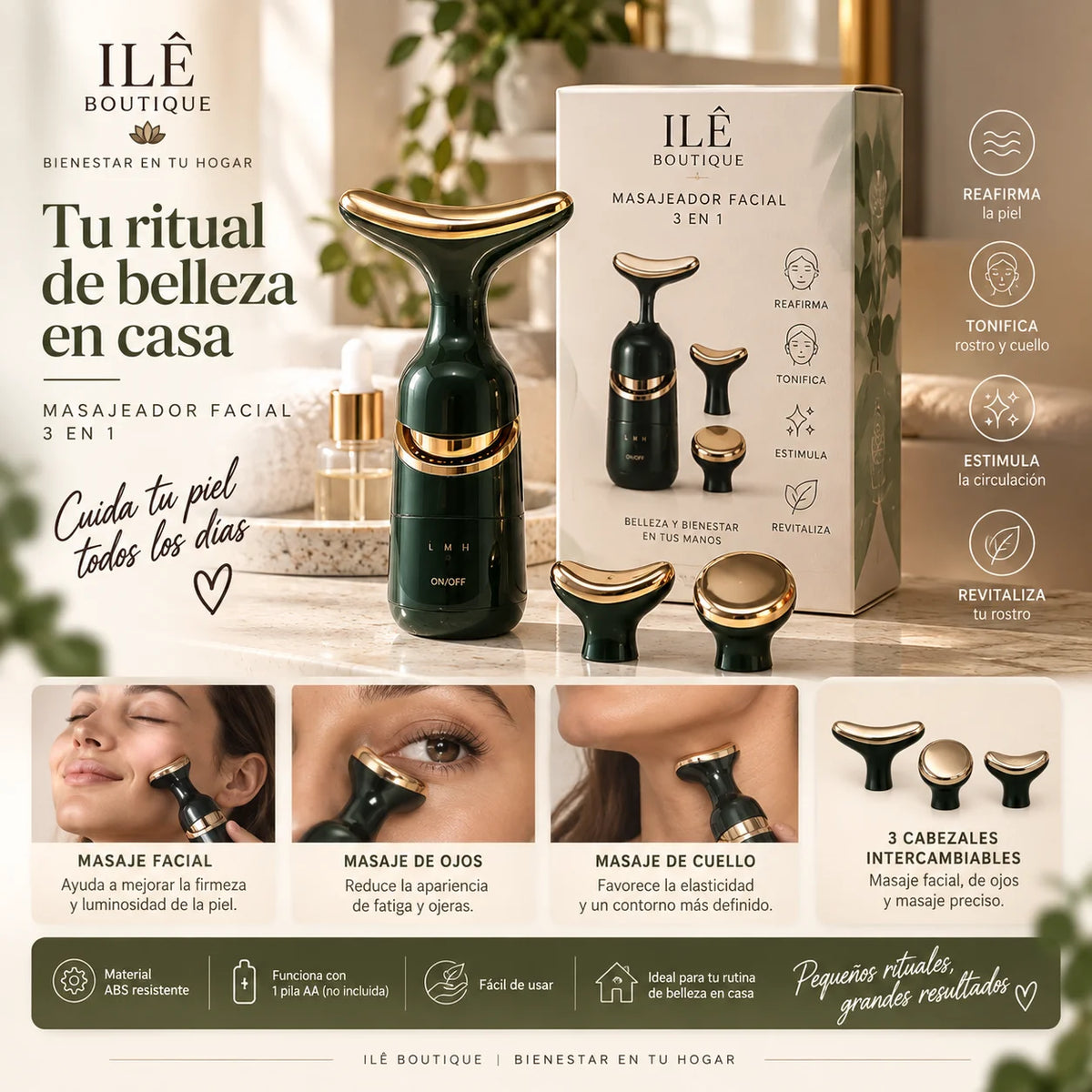 Masajeador Facial 3 En 1