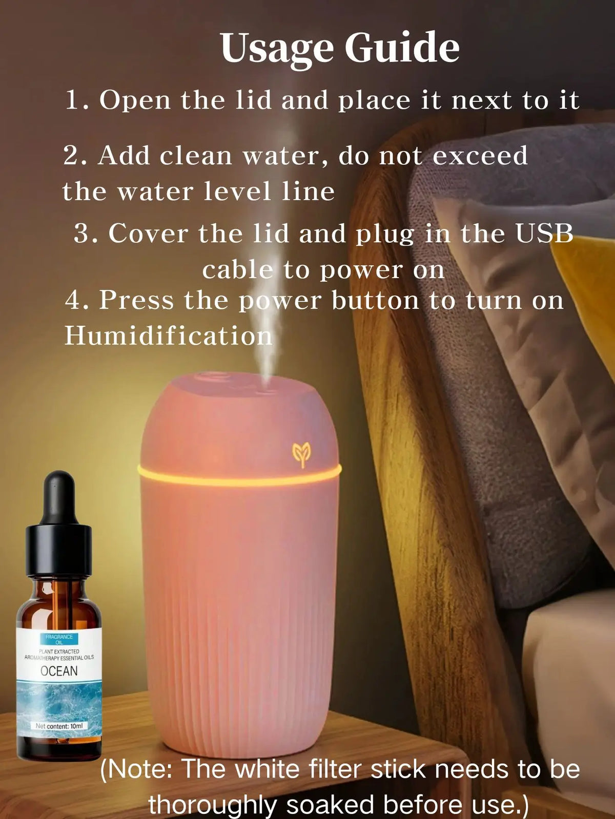420ml Portable USB Ultrasonic Air Mini Humidifier Essential Oil Diffuser Car Purifier Aroma Anion Mist Maker