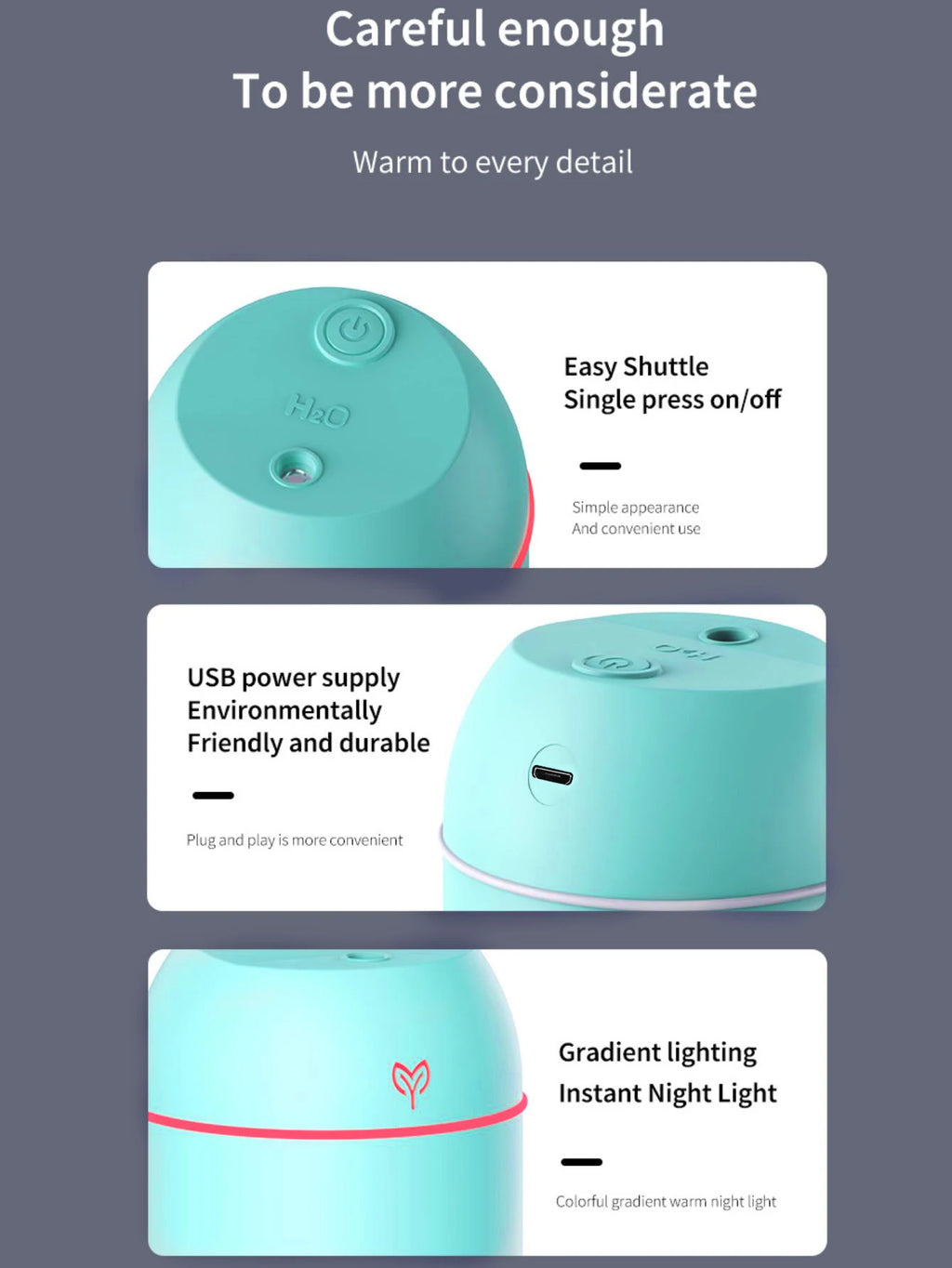 420ml Portable USB Ultrasonic Air Mini Humidifier Essential Oil Diffuser Car Purifier Aroma Anion Mist Maker