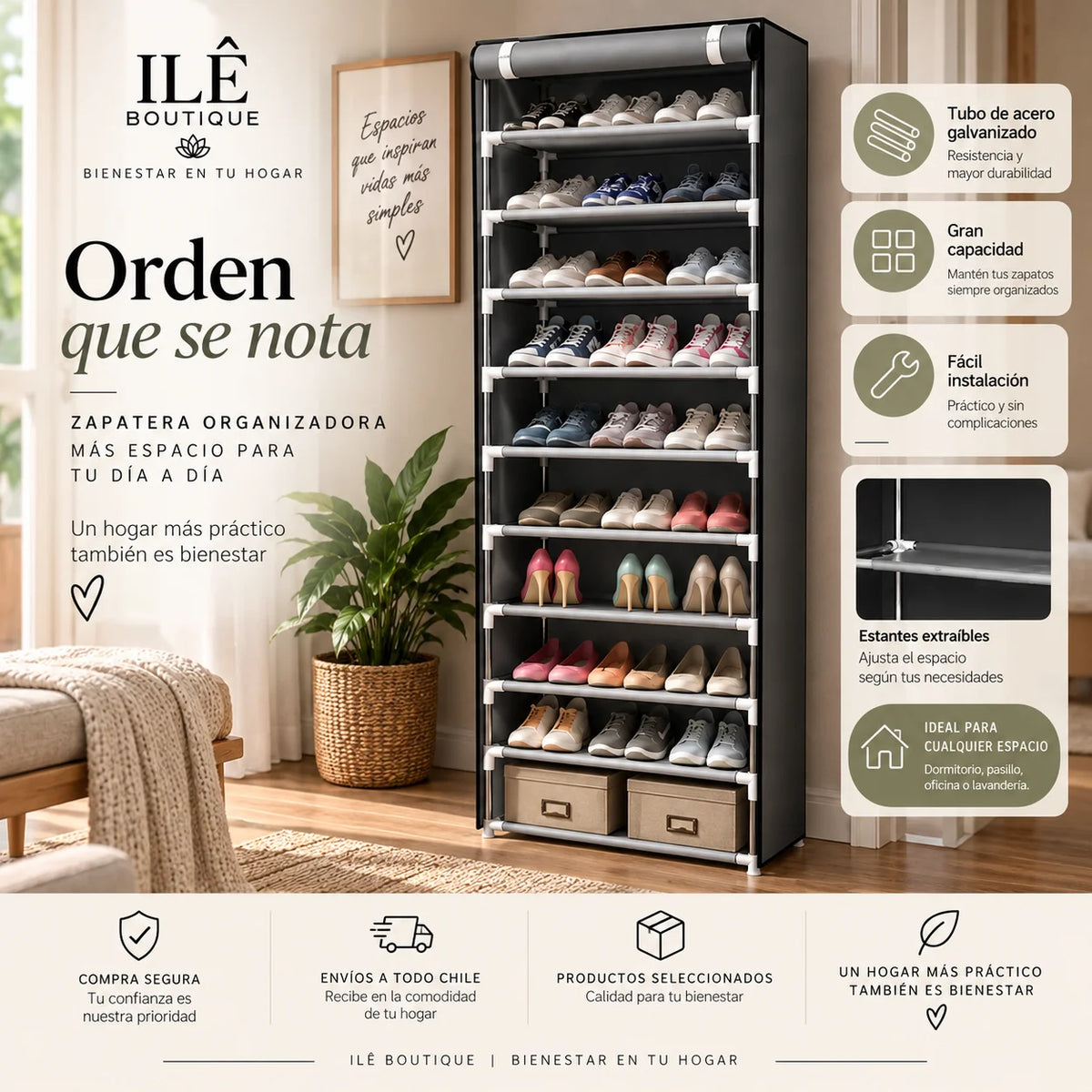 Organizador de Zapatos Vertical 10 Niveles